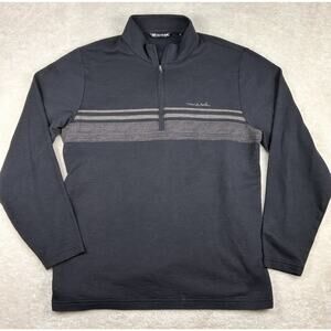 Travis Mathew 1/4 Zip Pullover Men’s Sz L Grey Stripe Golf Casual Preppy Travel